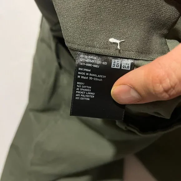 Uniqlo Smart Ankle Pants M (32x28) Green 2-Way Stretch Elastic Waist Drawstring - Picture 5 of 12